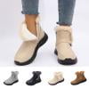 PADFRYBK Snow Boots For Women Casual Ankle Boots Solid Color Warm Round Toe Boots Side Zipper Flat Ankle Snow Boots