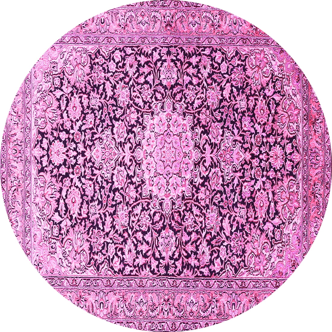 Ahgly Company Indoor Round Medallion Pink Traditional Area Rugs, 8 ...