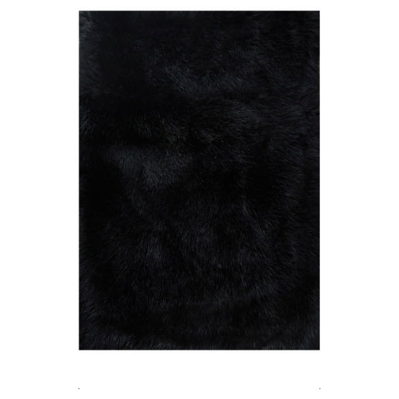 Mainstays Black Faux Fur  Non-Skid Fluffy Floor Rug for Living Room, 30"x46"