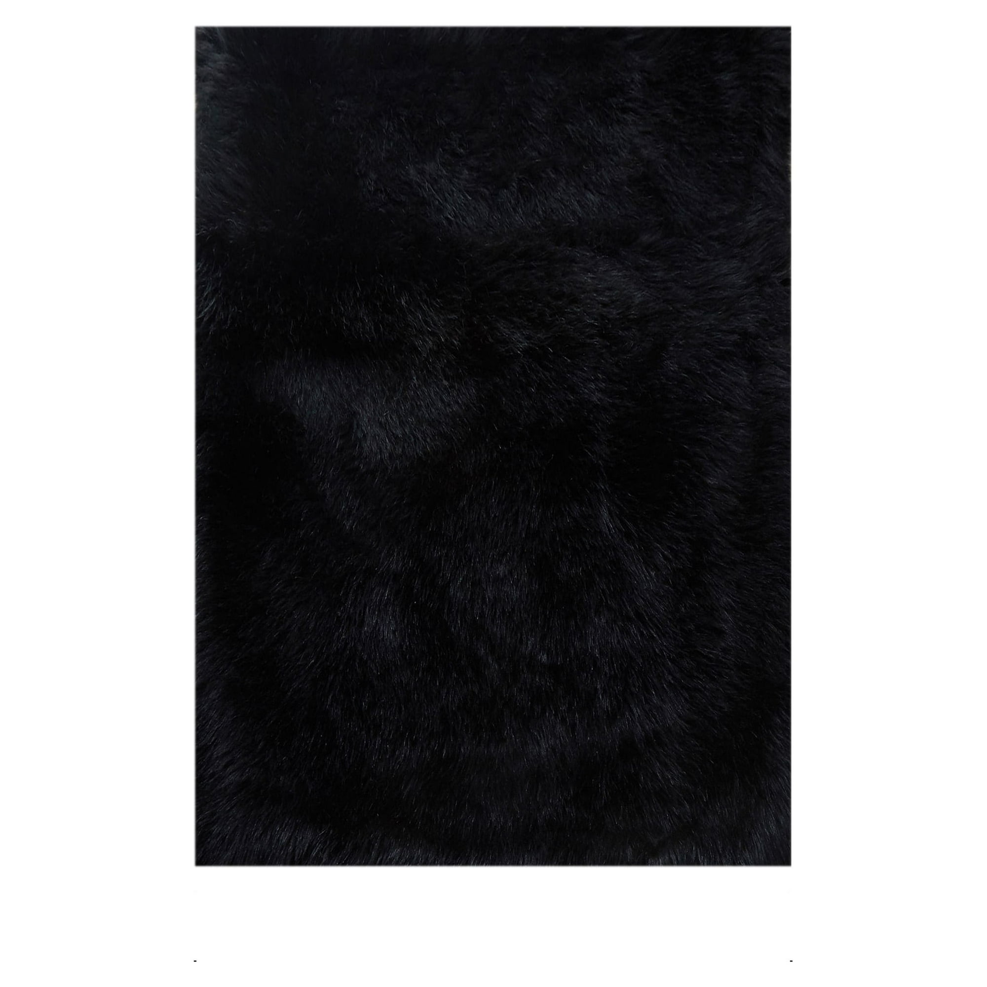 Mainstays Black Faux Fur Area Rug with Non-Slip Backing, 30 in x 46 in