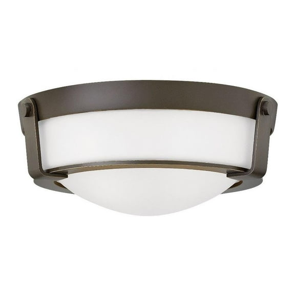 2 Light Small Flush Mount in Transitional Style 13 inches Wide By 4.5 inches High-Olde Bronze Finish-Etched Glass Color-Incandescent Lamping Type