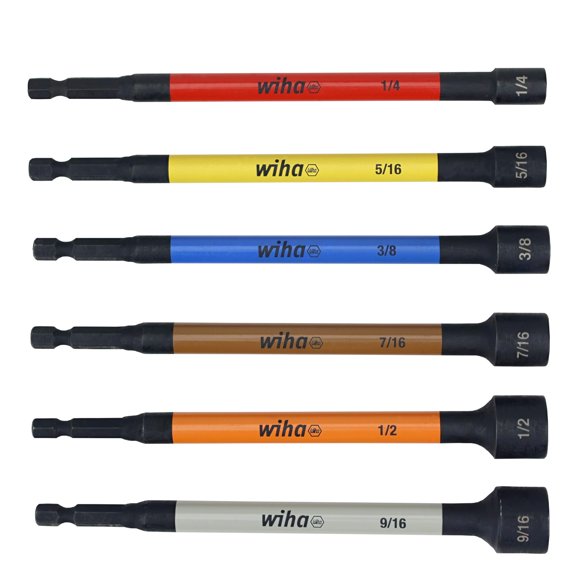 Nut Setter Wiha 70486 magnético codificado por colores SAE, 6 unidades Set