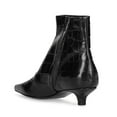 thumbnail image 4 of FSJ Women Trendy Square Closed Toe Ankle Boots Block Kitten Low Heel Side Zip Glossy Short Booties Comfy Office Party Shoes Size 14 Black-crocodile, 4 of 4