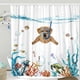 thumbnail image 1 of Juego de cortinas de ducha JAMW con diseño de perro divertido color verde azulado 72 pulgadas impermeable, 1 of 5