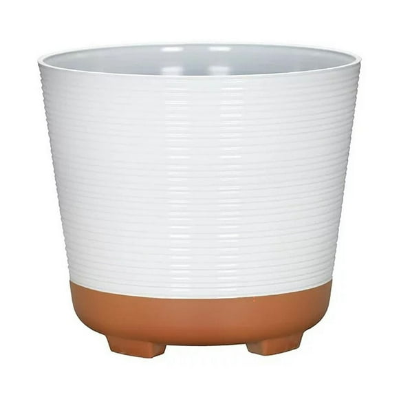10 in. Wallula Planter, White/Terracotta, Resin Planter
