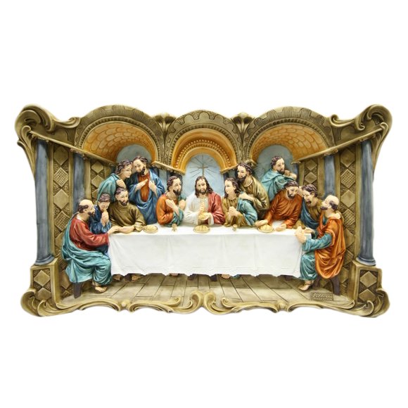 Large Wall Plate Plaque of The Last Supper Jesus Christ Statue 3D by Vittoria Collection Made in Italy
