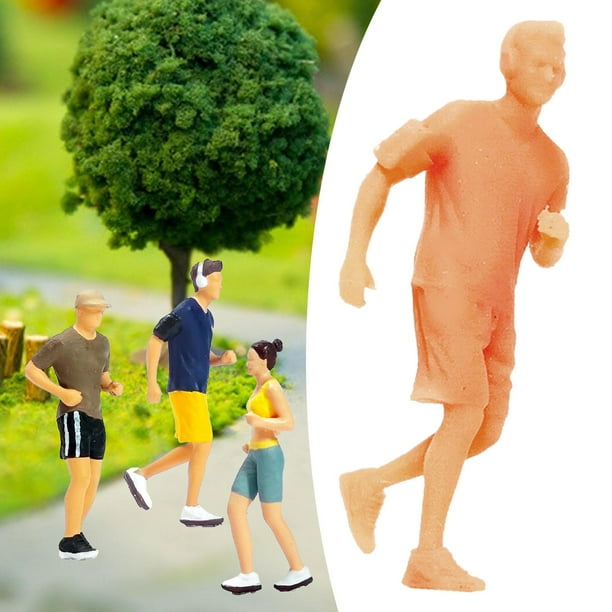 Escala 1:64, figura pequeña sin pintar para correr, modelo de resina, escala S, jardín de hadas, adorno de escritorio, diseño, decoración, escenas en Estilo B Hugo Figura corriendo sin pintar