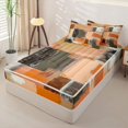 thumbnail image 2 of Homewish Vintage Oil Painting Zipper Twin Comforter Sets with Fitted Sheet and 2 Pillowcases,Retro Geometric Art Zipper Bedding Set,Orange,Reversible,4pcs, 2 of 8