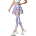 thumbnail image 2 of COEQINE High Waist Yoga Skirted Legging for Women with Pockets Purple Marble Texture Pattern Fashion Golf Leggings Breathable Tennis Skirts with Leggings Elastic Comfy Skort Pants, L, 2 of 7
