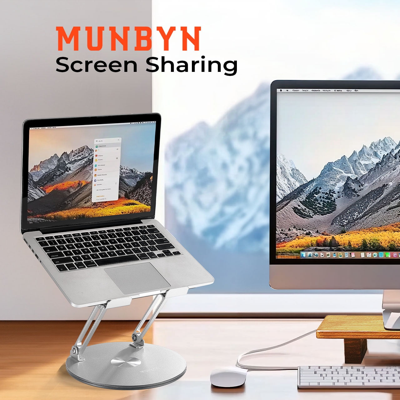 MUNBYN Laptop Stand for Desk - 360° Rotating,Foldable & Portable Computer Stand, for 11-15.6" Laptops