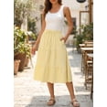 thumbnail image 4 of DARING DIVA Women's Gingham Drawstring Waist A-Line Midi Skirt Large Yellow, 4 of 8