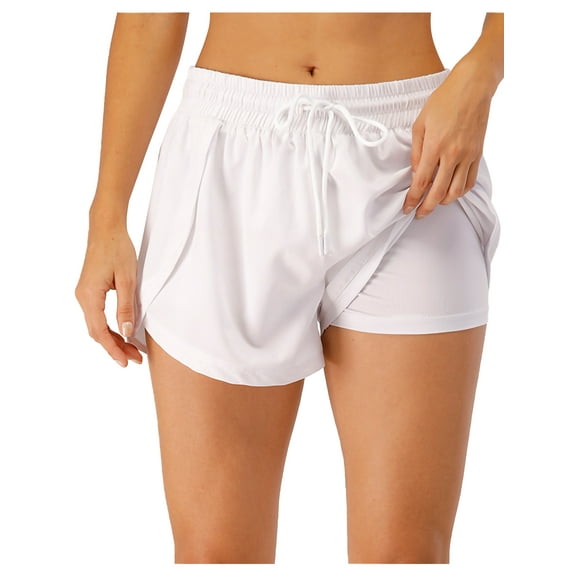 Quick Dry Loose Running Sports Workout Gym Athletic Shorts for Women, White, X-Large