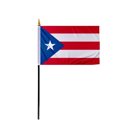 Promopatriot Puerto Rico PR Mini State Flag on Stick 4x6 inch Polyester with 11" Plastic Pole Handheld