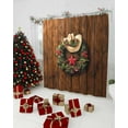 thumbnail image 3 of Christmas Shower Curtain Western Texas Star Christmas Wreath Shower Curtains for Bathroom Decor Cowboy Hat Christmas Decoration Bath Curtains Sets with Hooks Waterproof, 84x72 in, 3 of 6