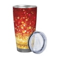 thumbnail image 2 of Cauagu Red Gold Glitter Pattern 20oz Tumbler,Stainless Steel Vacuum Insulated Tumbler with Lid Insulated Coffee Mug Thermal Cup with Splash Proof Sliding Lid-Straw Three-piece Set, 2 of 8