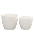 thumbnail image 5 of Urban Trends Collection  Ceramic Round Pot with Embossed Cross Design Body & Tapered Bottom, White - Set of 2, 5 of 5