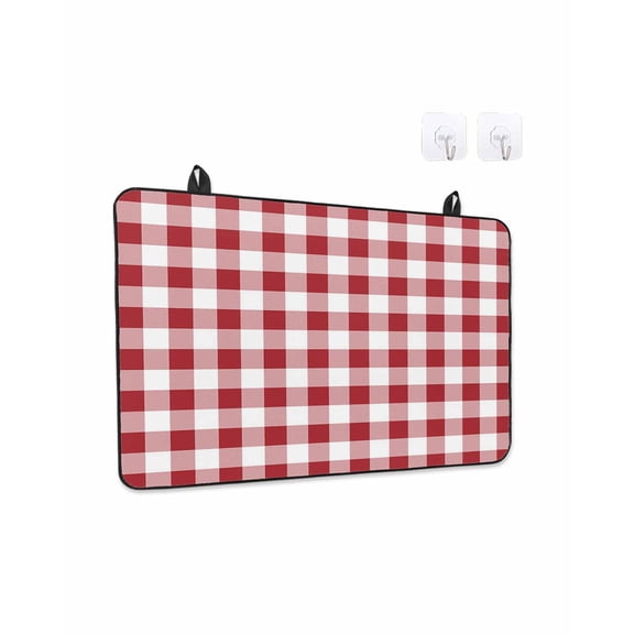 Stove Top Covers for Electric Stove, Farmhouse Red Plaid Glass Stovetop Cover Protector, Rustic Red White Checkered Induction Cooktop Protector Oven Mat for Kitchen Countertop 24"x21"