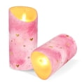 thumbnail image 2 of 2 PCS Tilted Flameless Candles Flickering LED Lights Battery Operated Candles with Remote Timers for Holiday Decor Pink Background with Hearts, 2 of 7