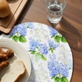 thumbnail image 3 of Summer Hydrangeas Round 15 Inch Placemats Set of 2, White Blue Flowers Pastoral Leaves HeatResistant Non Slip Place Mats for Dining Table, Wipeable Braided Kitchen Table Mats for Housewarming, 3 of 9