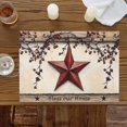 thumbnail image 4 of Retro Western Star Red Berry Placemats Set of 4,Wipeable Washable Table Mats for Dining Tables, Vintage Wood Board Place Mats for Kitchen Event Party Tabletop Decor, 4 of 9