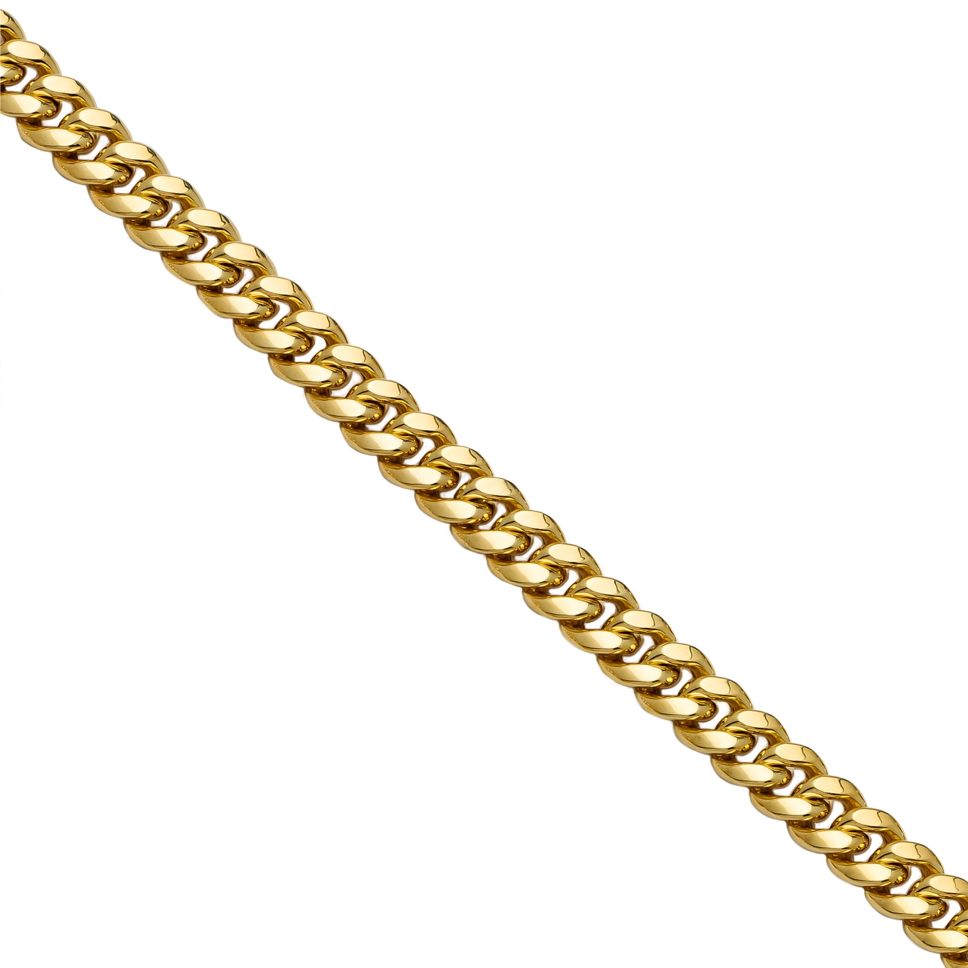 LOVEBLING 10K Yellow Gold 7.5mm Hollow Miami Cuban Chain Necklace with Box Lock (16)