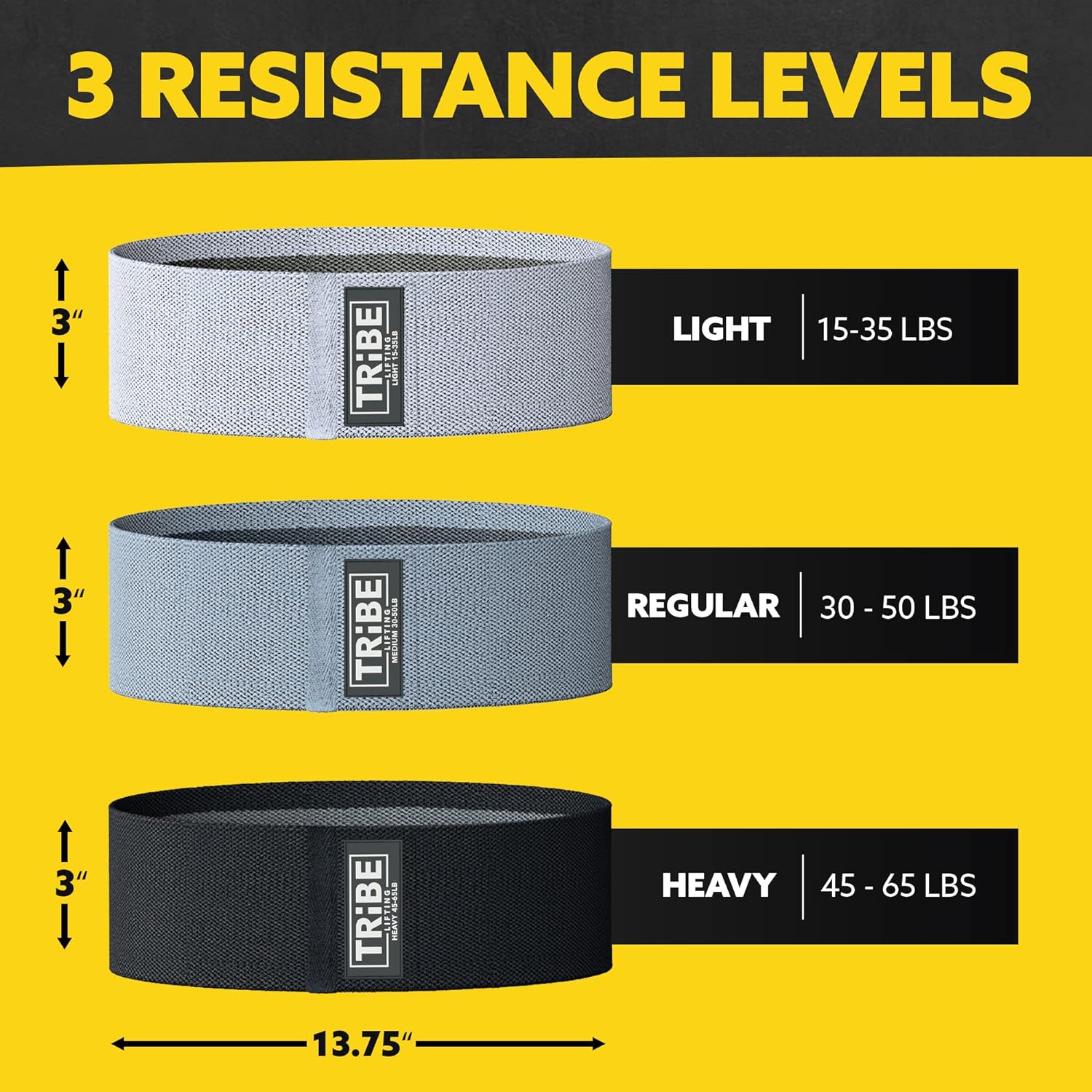 JJEAN-Resistance Bands for Working Out - 3 Pack Fabric Workout Bands for Women and Men - Booty Bands for Legs and Glute - Non Slip Exercise Bands Set for Squat Hip Thigh