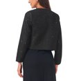 thumbnail image 3 of INSPIRE CHIC Tweed Jackets for Women Long Sleeve Crewneck Open Front Work Business Blazer Jacket XL Black, 3 of 5