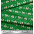 thumbnail image 3 of Soimoi Green Rayon Crepe Fabric Snowman & Snowflake Christmas Print Fabric by Yard 46 Inch Wide, 3 of 5