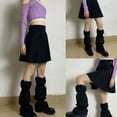 thumbnail image 3 of Sofullue Women Calf-Length Socks Gothic Ruched Drawstring Black Leg Warmers Foot Cover, 3 of 13