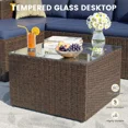 thumbnail image 2 of UDPATIO 6-Piece Patio Furniture Set,Outdoor Patio Furniture Set All-Weather Rattan Wicker Patio Conversation Set with Ottoman, Single Chair, Cushions & Glass Table for Garden & Backyard,Navy Blue, 2 of 8
