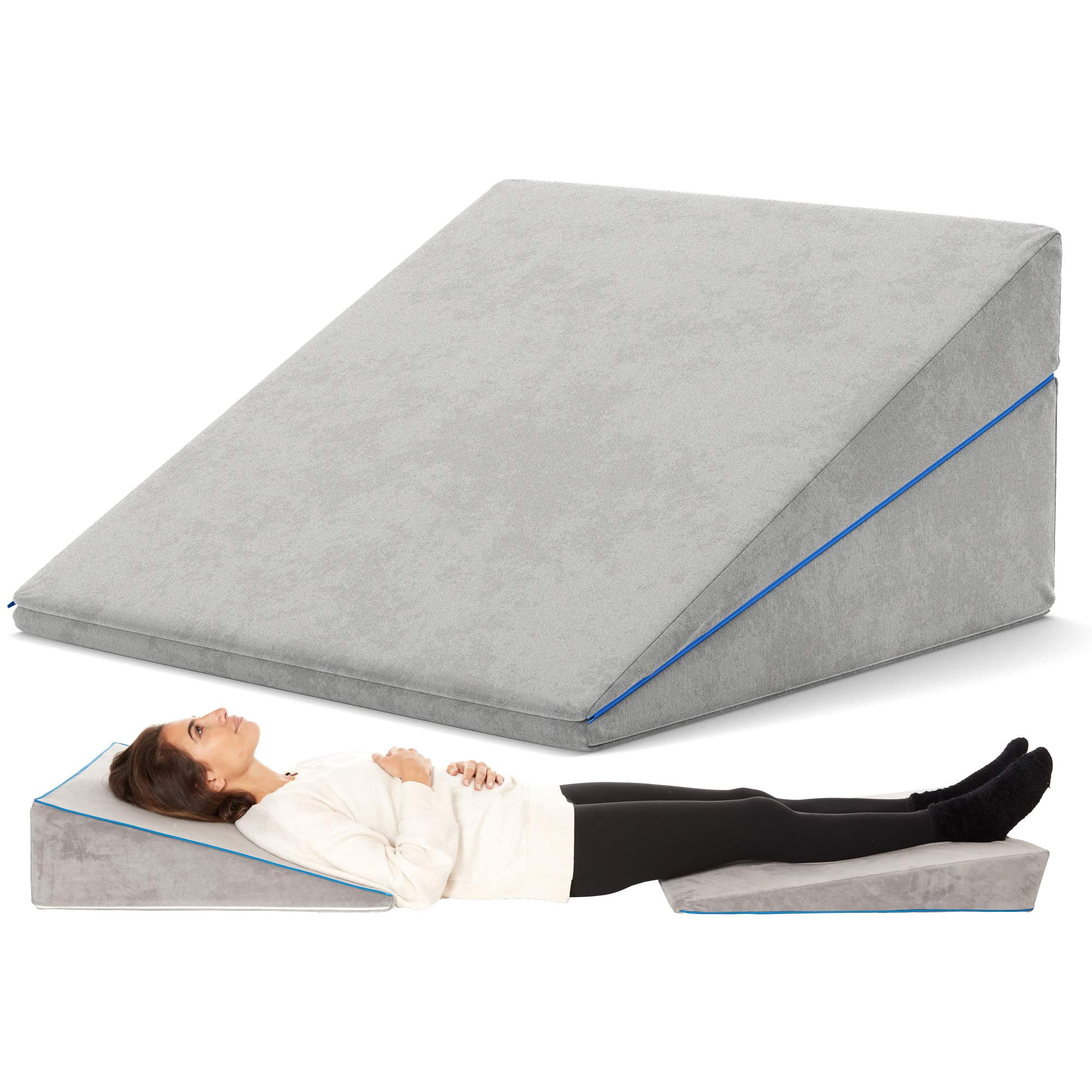 Bed Wedge Pillow – 3 In 1 Support - Adjustable to 4.5, 7.5 & 12 Inches – Combination Zipper Technology | Memory Foam Bed Wedge pillow for sleeping, Acid Reflux, Anti Snore, Machine Washable