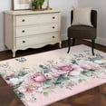 thumbnail image 5 of Pink Roses Floral Area Rug 3x5 Washable Rug Non Slip Vintage Romance Botanical Flowers Large Area Rug Indoor Floor Carpet for Entryway Bedroom Kitchen Living Room Home Office Dining Room Nursery, 5 of 8