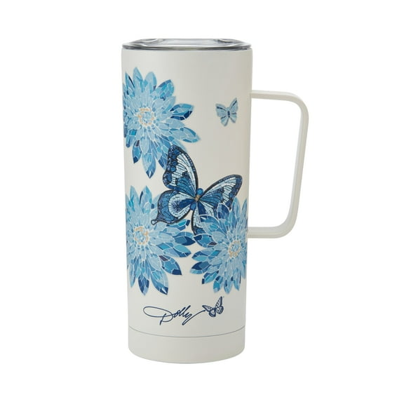 Dolly Parton 20 oz Doublewall Stainless Steel Travel Mug Blue Butterfly