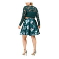 thumbnail image 2 of CITY STUDIO Womens Green Embroidered Glitter Floral Long Sleeve Jewel Neck Cocktail Crop Top Plus 20W, 2 of 4