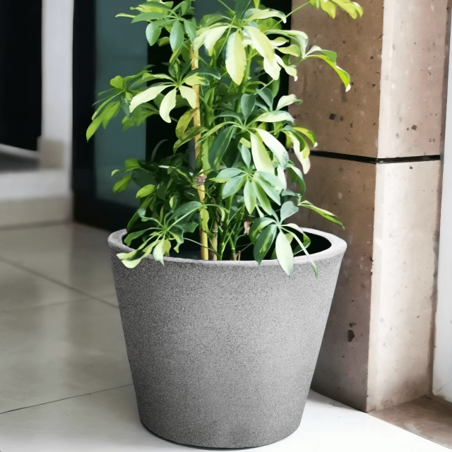 Ecobo Maceta de 29,0 cm de Altura | Ecológica, Duradera y Ligera | Para Uso en Interiores y Exteriores, Resistente a la Intemperie, Diseño Contemporáneo de Artesanos Brasileños - Granito