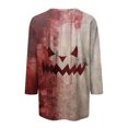 thumbnail image 5 of PYUEXIA I'm Fine Shirt Womens Tops 3/4 Sleeve Crew Neck Splatter Blood Letter Halloween T Shirts Help Bloody 2024 Three Quarter Length Shirts Vermilion 4XL, 5 of 5