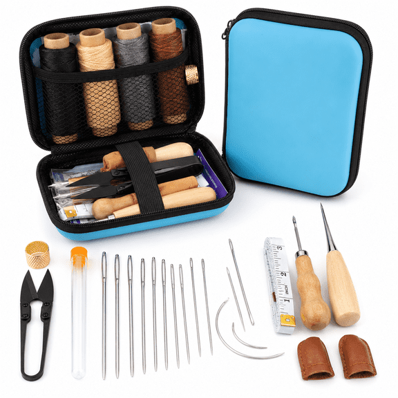 Kabuer Leather Repair Sewing Kit with Tools for DIY Craft and Adults, Stitching, Upholstery, and More