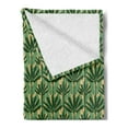 thumbnail image 2 of Banana Leaf Soft Flannel Fleece Throw Blanket, Overlapping Windmill Palm Trees and Leaves Pattern, Cozy Plush for Indoor and Outdoor Use, 60" x 80", Pale Yellow Jade Green, by Ambesonne, 2 of 5
