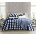 thumbnail image 5 of Chezmoi Collection 3-Piece Pre-Washed Buffalo Check Plaid Cotton Quilt Set Reversible Lightweight Bedspread , Queen, Blue/White, 5 of 7