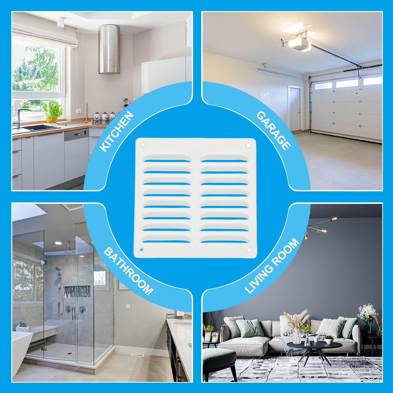 Uxcell Aluminum Vent Cover, Screen Air Grille Ventilation Cover HVAC Louvered Grill for Home Kitchen Fireplace White