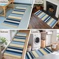 thumbnail image 5 of 2'x6' Rug Runners for Hallways Kitchen, Blue Yellow Striped Non Slip Entryway Beside Floor Carpet Runner, Farmhouse Stripes Vintage Washable Laundry Room Bedroom Throw Rugs Mat for Family Pet, 5 of 8
