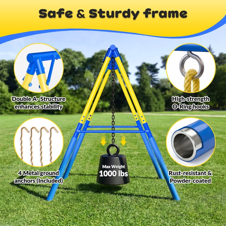 6 in1 Metal Swing Sets,Gardwin Heavy-Duty Outdoor Swing sets for