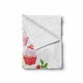 thumbnail image 2 of Dessert Soft Flannel Fleece Throw Blanket, Pyramid of Cupcakes with Polka Dot Liners and Bloomed Pink Roses Fresh Pastries, Cozy Plush for Indoor and Outdoor Use, 50" x 60", Multicolor, by Ambesonne, 2 of 6