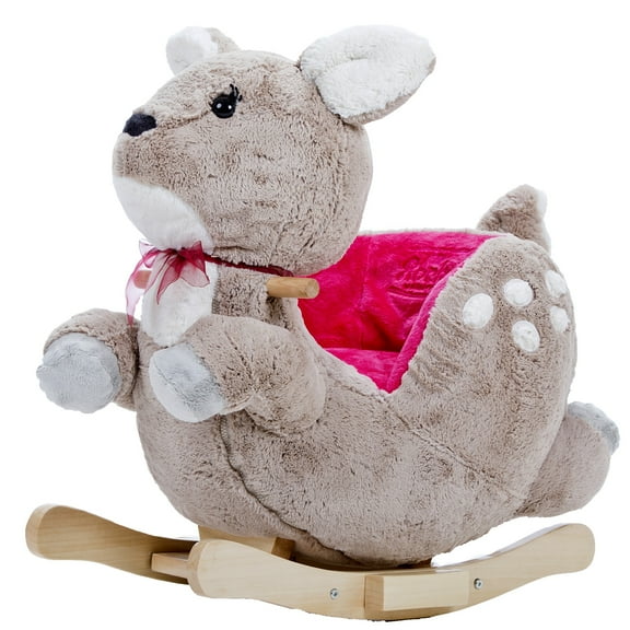 Gerardo's Toys: Little Rockers - Deer - Wooden Plush Ride-On Rocking Animal Toy, Plays Music, Removable Soft Fabric Cover, Toddler & Kids Ages 24mo 