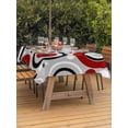 thumbnail image 3 of Outdoor Tablecloth with Umbrella Hole for Patio/Picnic/Party/Camping, Red Grey Abstract Waterproof Table Cloth Rectangle Table Cover Washable, Modern Geometric Polka Dot (60"x 120"), 3 of 8