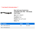 thumbnail image 2 of Rear Left Lower Control Arm - Compatible with 1990 - 1995 Honda Civic 4-Door 1991 1992 1993 1994, 2 of 2