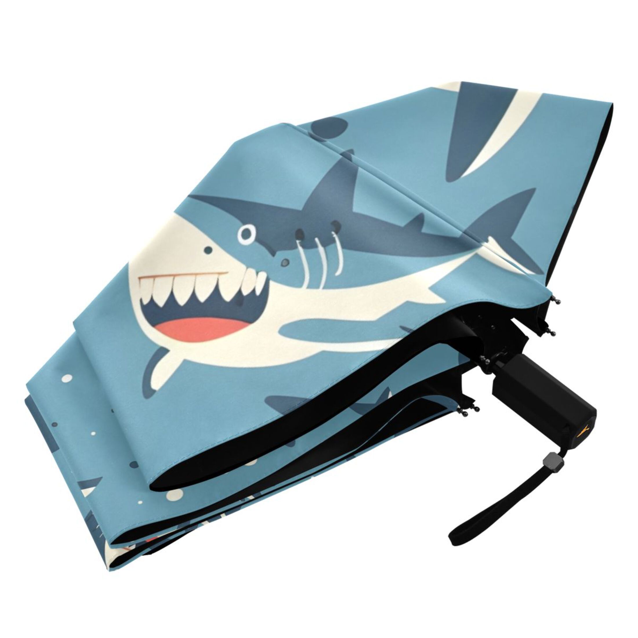 Compact Sun Umbrella Windproof Travel Umbrellas for Rain Strong Portable UV Protection Cute Cartoon Sharks