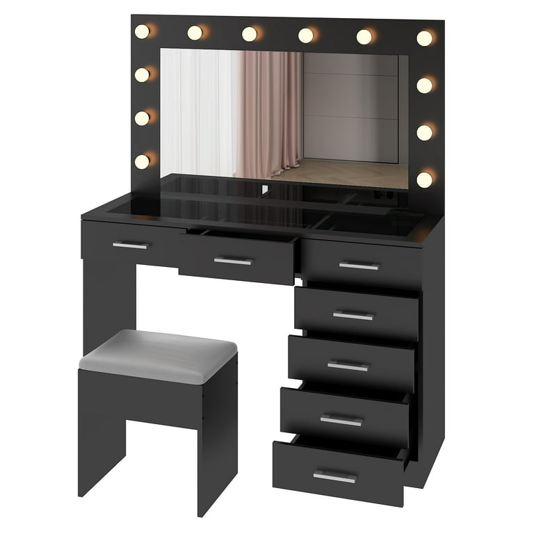 Zimtown Makeup Vanity Desk with Large Mirror & Charging Station