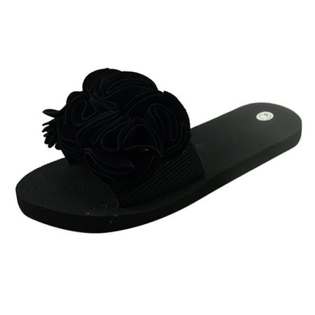 

Ykohkofe Women s Bohemian Flower Flat Slippers Summer Sandals Non-slip Beach Shoes Black 5