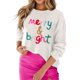 thumbnail image 3 of Sudadera navideña 2025 para mujer, suéter de cuello redondo con parche de purpurina Merry, jersey fino de manga larga con lentejuelas Merry Xmas, 3 of 5
